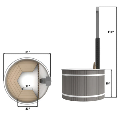 Stainless Steel Hot Tub &amp; Cold Plunge Wood-Fired Heater 1-3 People | Aleko