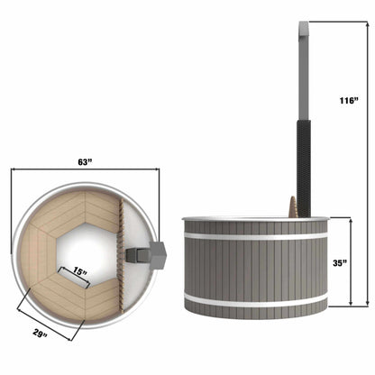 Stainless Steel Hot Tub &amp; Cold Plunge Wood-Fired Heater 3-5 People | Aleko