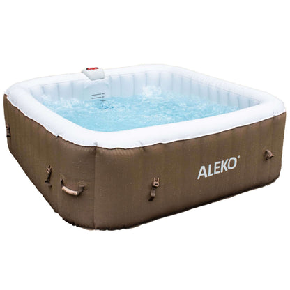 Square Inflatable Jetted Hot Tub with Cover | Aleko