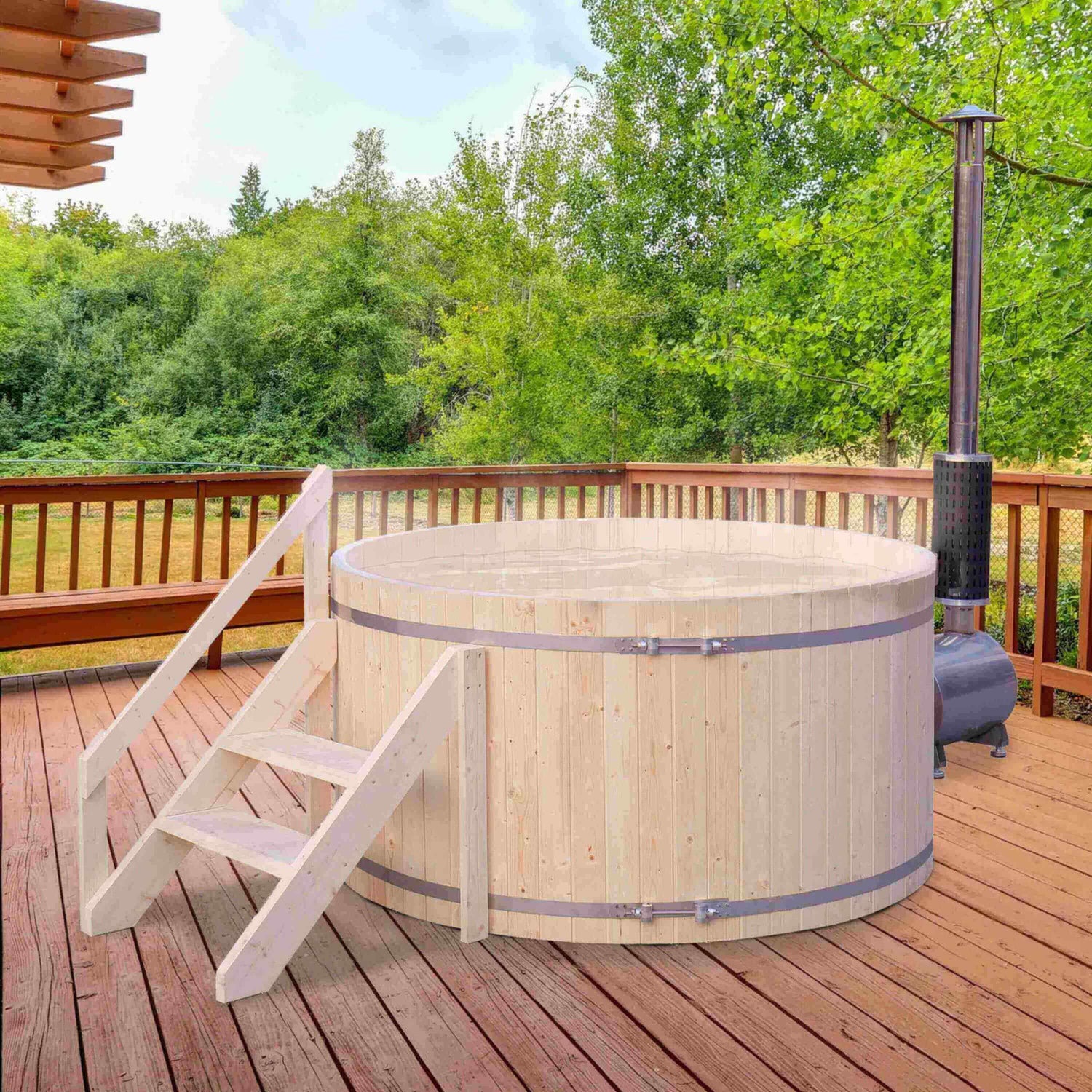 Wood-Fired Hot Tub and Ice Bath – 4-5 Person – Pine | Aleko